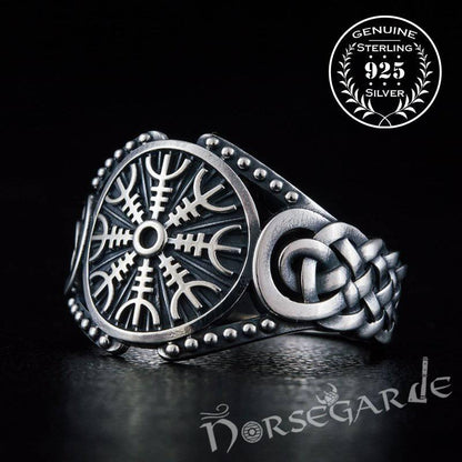 Handcrafted Helm of Awe Braid Ornament Ring - Sterling Silver