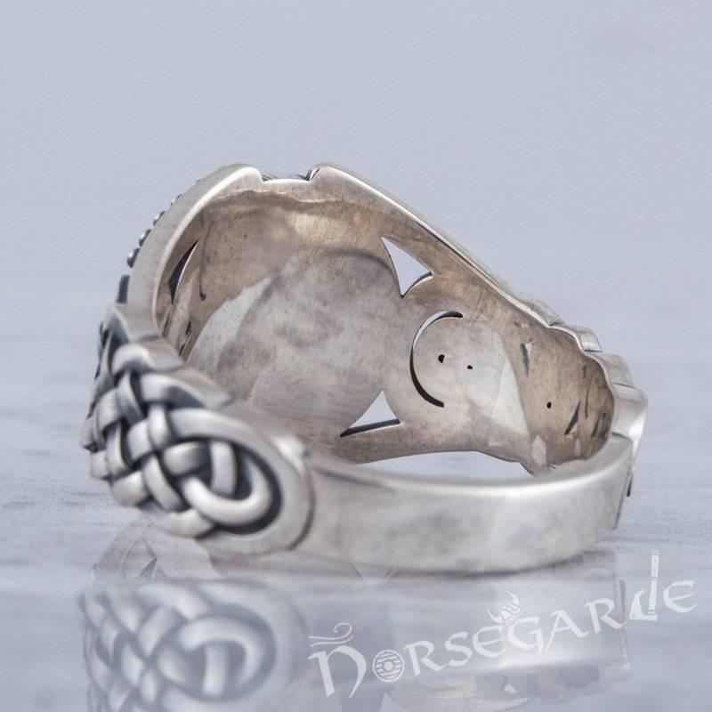 Handcrafted Helm of Awe Braid Ornament Ring - Sterling Silver