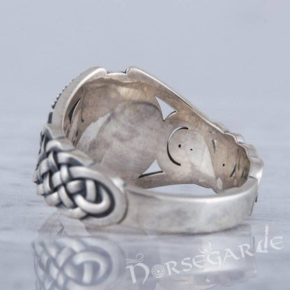 Handcrafted Helm of Awe Braid Ornament Ring - Sterling Silver