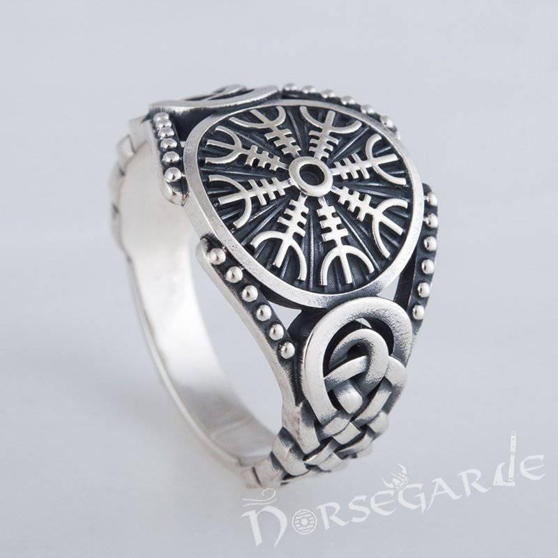 Handcrafted Helm of Awe Braid Ornament Ring - Sterling Silver