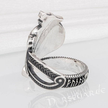 Handcrafted Helm of Awe Coiled Serpent Band - Sterling Silver