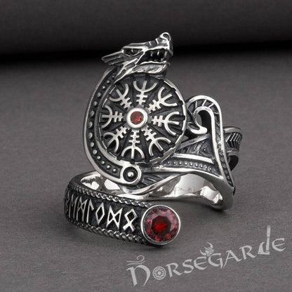 Handcrafted Helm of Awe Coiled Serpent Band - Sterling Silver