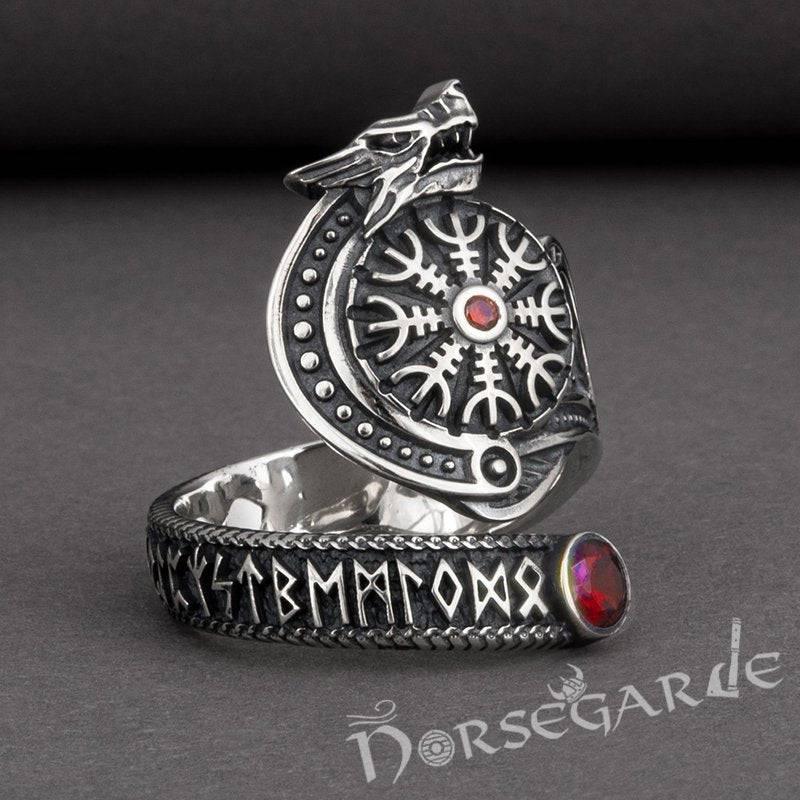 Handcrafted Helm of Awe Coiled Serpent Band - Sterling Silver