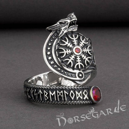 Handcrafted Helm of Awe Coiled Serpent Band - Sterling Silver