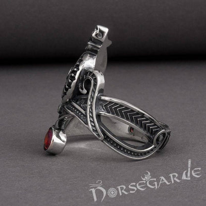 Handcrafted Helm of Awe Coiled Serpent Band - Sterling Silver