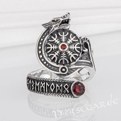 Handcrafted Helm of Awe Coiled Serpent Band - Sterling Silver