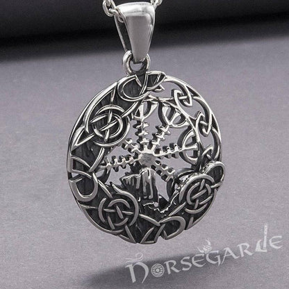 Handcrafted Helm of Awe Compass Amulet - Sterling Silver