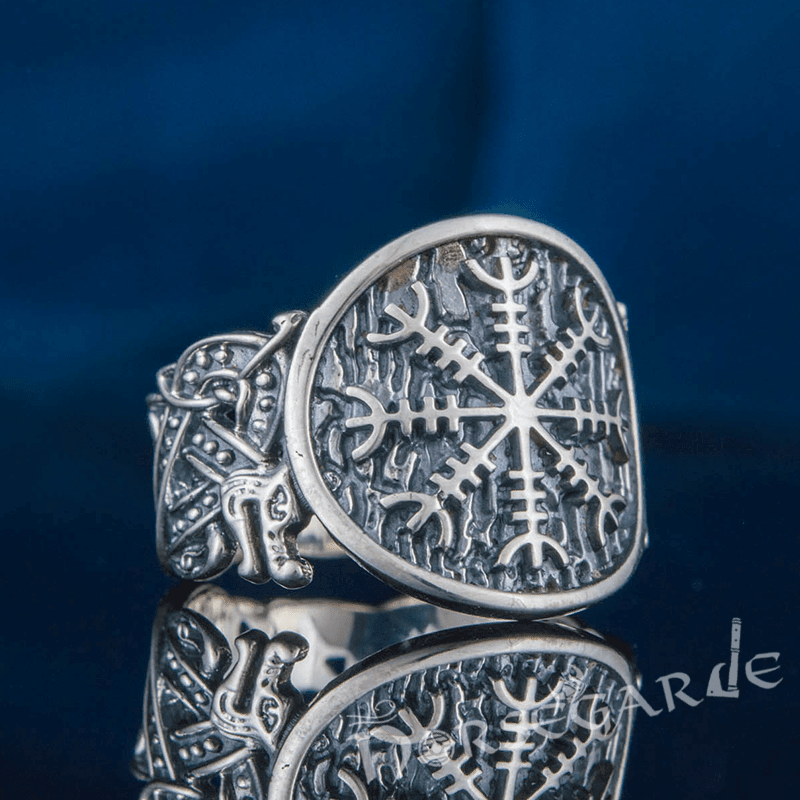 Handcrafted Helm of Awe Jellinge Style Ring - Sterling Silver