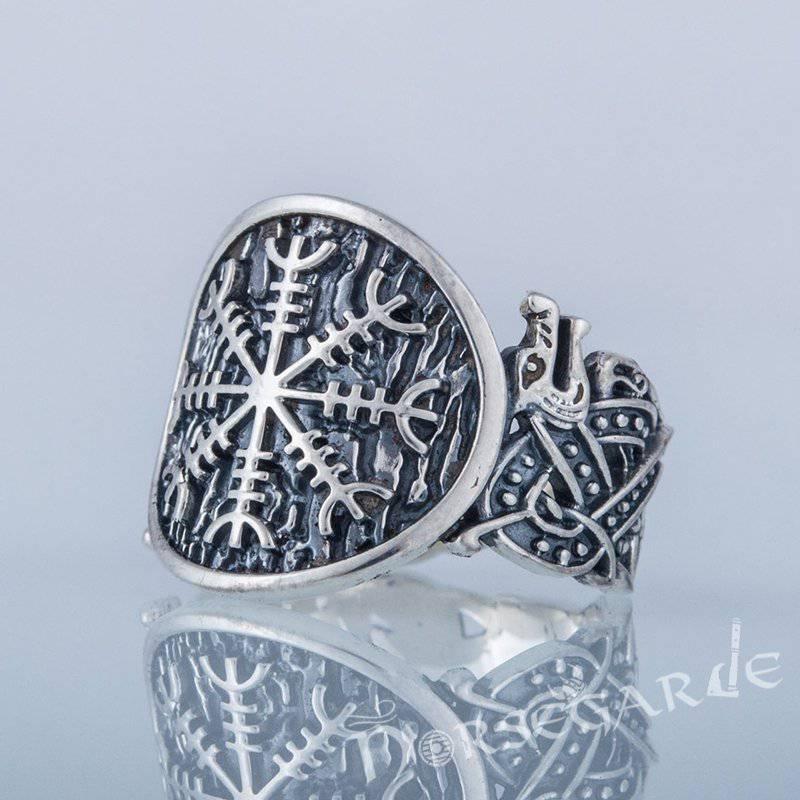 Handcrafted Helm of Awe Jellinge Style Ring - Sterling Silver