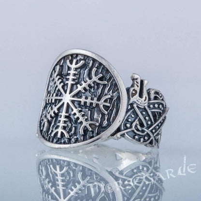 Handcrafted Helm of Awe Jellinge Style Ring - Sterling Silver