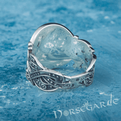 Handcrafted Helm of Awe Jellinge Style Ring - Sterling Silver