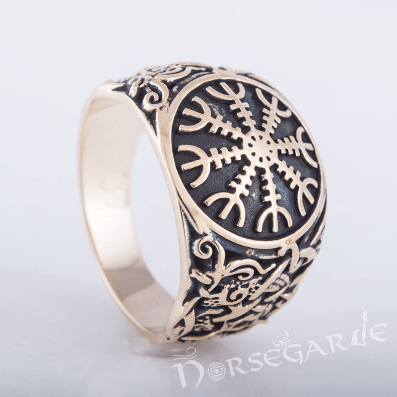Handcrafted Helm of Awe Mammen Style Ring - Bronze