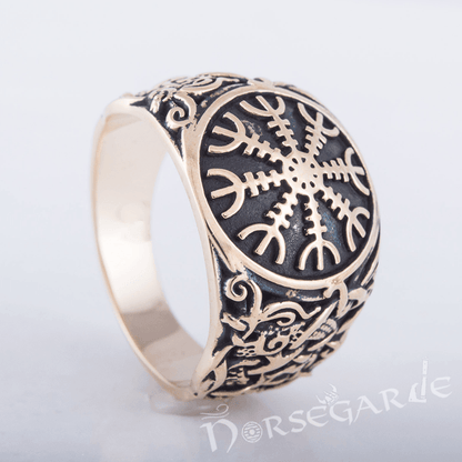 Handcrafted Helm of Awe Mammen Style Ring - Bronze