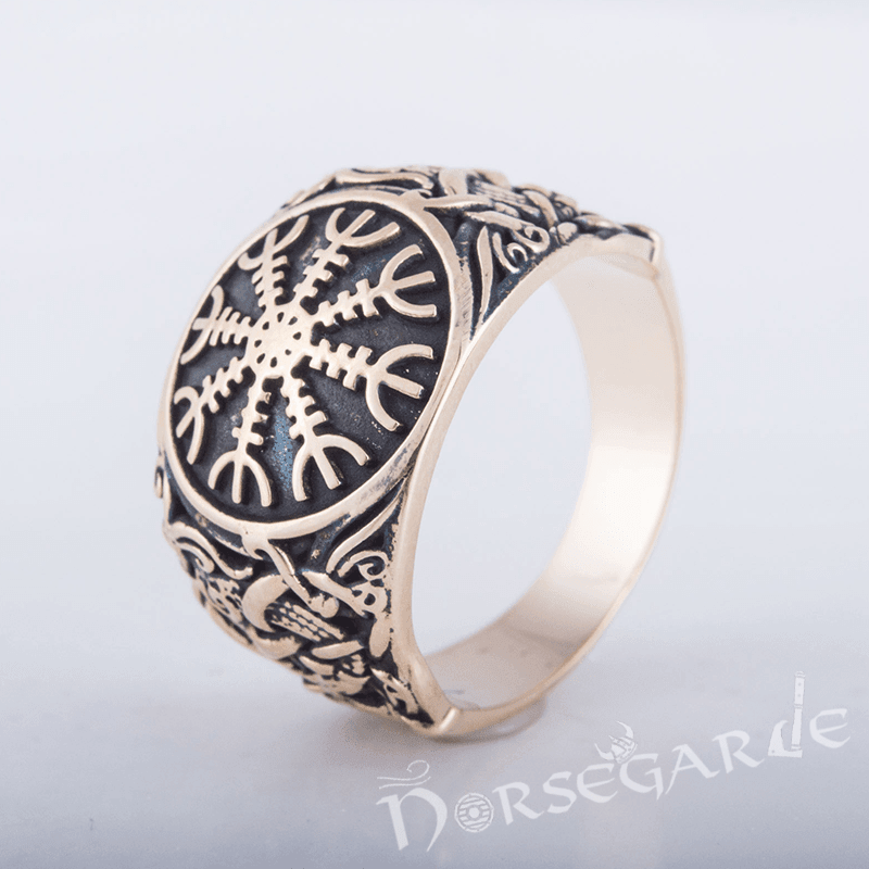 Handcrafted Helm of Awe Mammen Style Ring - Bronze