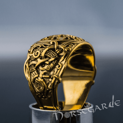 Handcrafted Helm of Awe Mammen Style Ring - Gold
