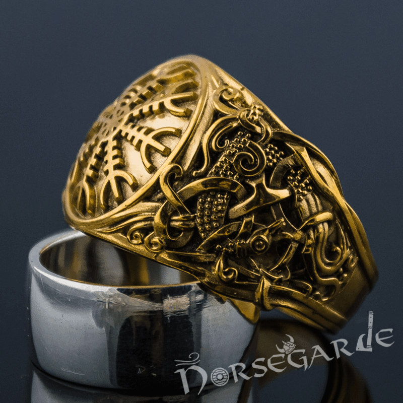 Handcrafted Helm of Awe Mammen Style Ring - Gold