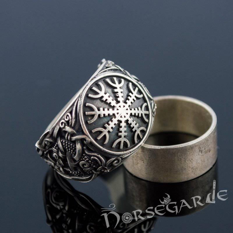 Handcrafted Helm of Awe Mammen Style Ring - Sterling Silver