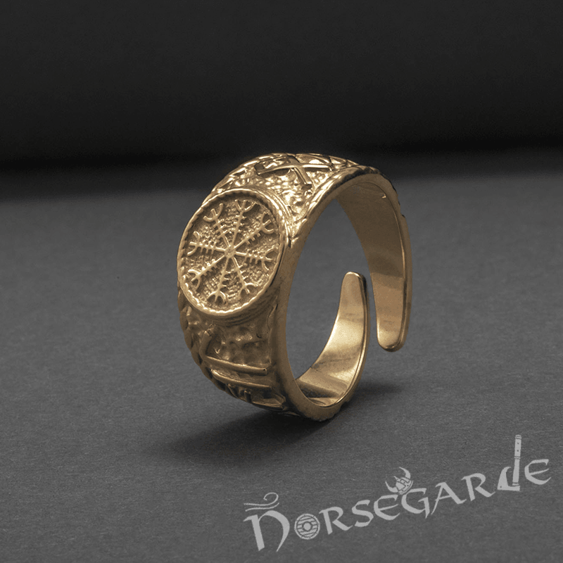 Handcrafted Helm of Awe Signet Ring - Gold