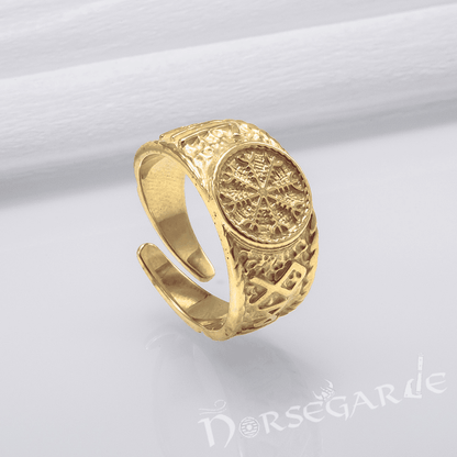 Handcrafted Helm of Awe Signet Ring - Gold