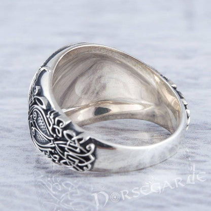 Handcrafted Helm of Awe Viking Ornament Ring - Sterling Silver
