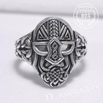 Handcrafted Helm of Odin Ring - Sterling Silver