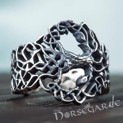 Handcrafted Intertwined Yggdrasil Ring - Sterling Silver