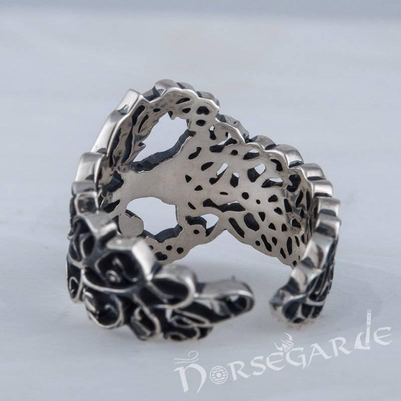 Handcrafted Intertwined Yggdrasil Ring - Sterling Silver