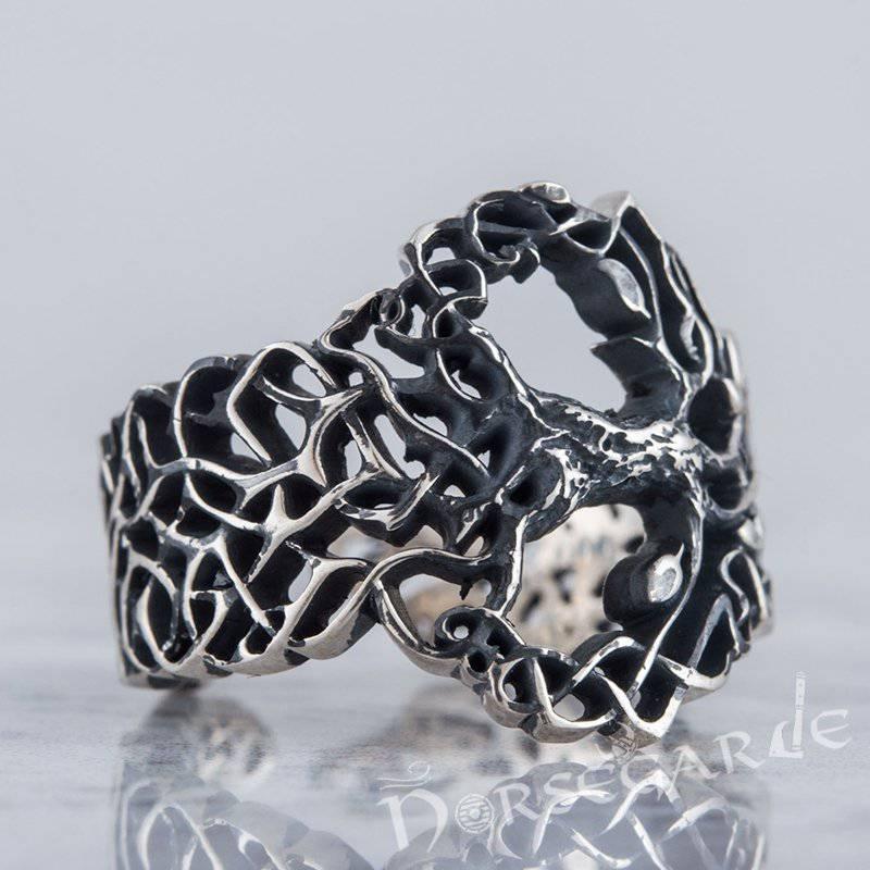 Handcrafted Intertwined Yggdrasil Ring - Sterling Silver
