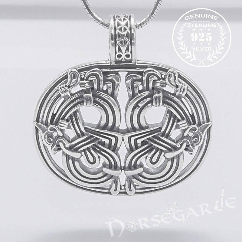 Handcrafted Jellinge Wolf Ornament Pendant - Sterling Silver