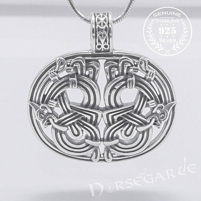 Handcrafted Jellinge Wolf Ornament Pendant - Sterling Silver