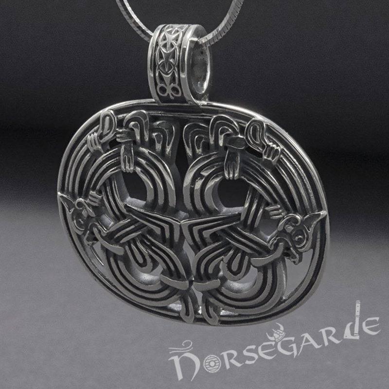 Handcrafted Jellinge Wolf Ornament Pendant - Sterling Silver