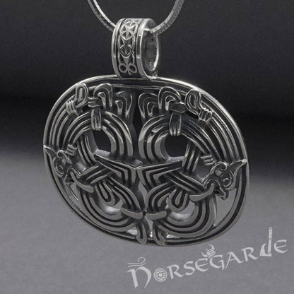 Handcrafted Jellinge Wolf Ornament Pendant - Sterling Silver