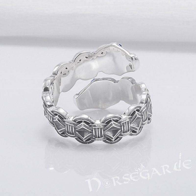 Handcrafted Jormungandr Gemmed Band - Sterling Silver