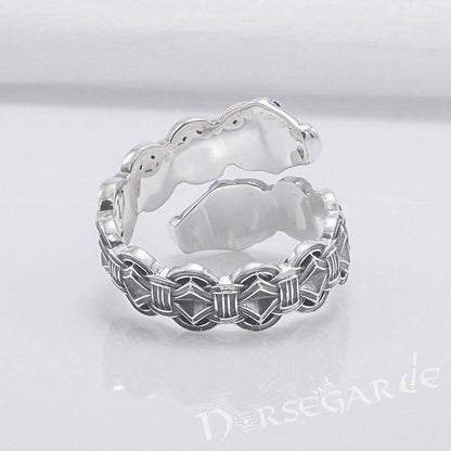 Handcrafted Jormungandr Gemmed Band - Sterling Silver