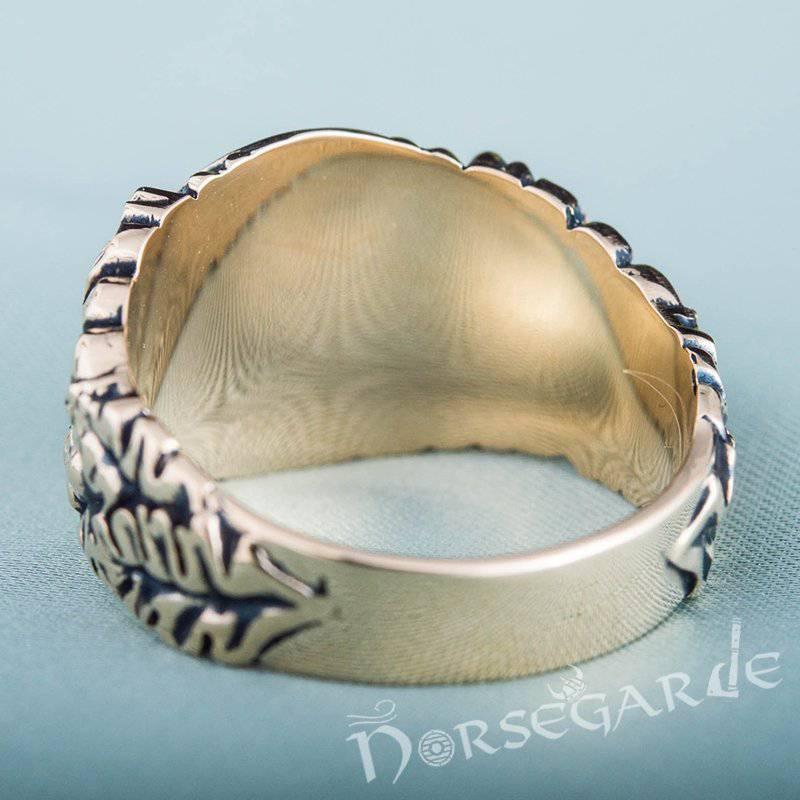 Handcrafted Jormungandr Oak Leaves Ring - Bronze