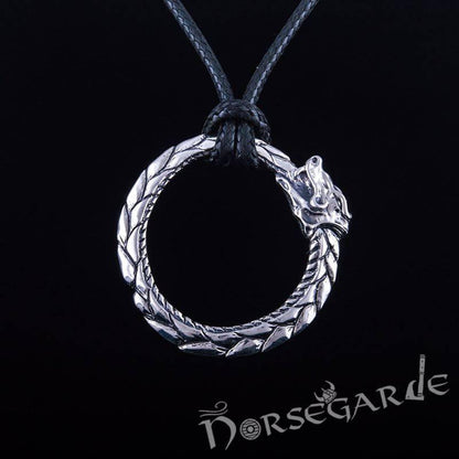 Handcrafted Jormungandr Ouroboros Pendant - Sterling Silver
