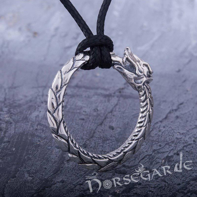Handcrafted Jormungandr Ouroboros Pendant - Sterling Silver