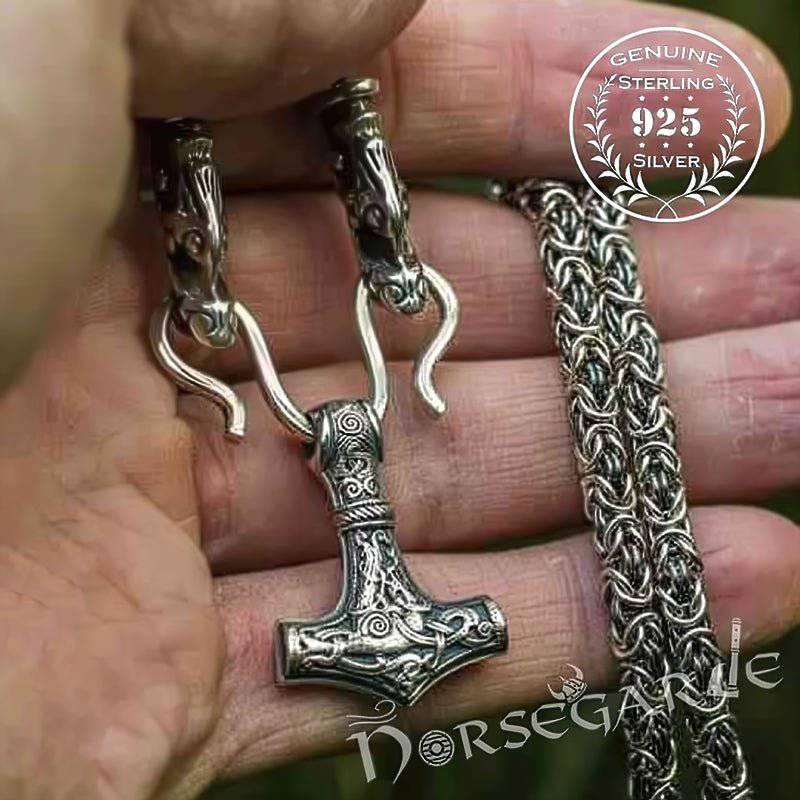 Handcrafted King's Chain with Mammen Mjölnir - Sterling Silver