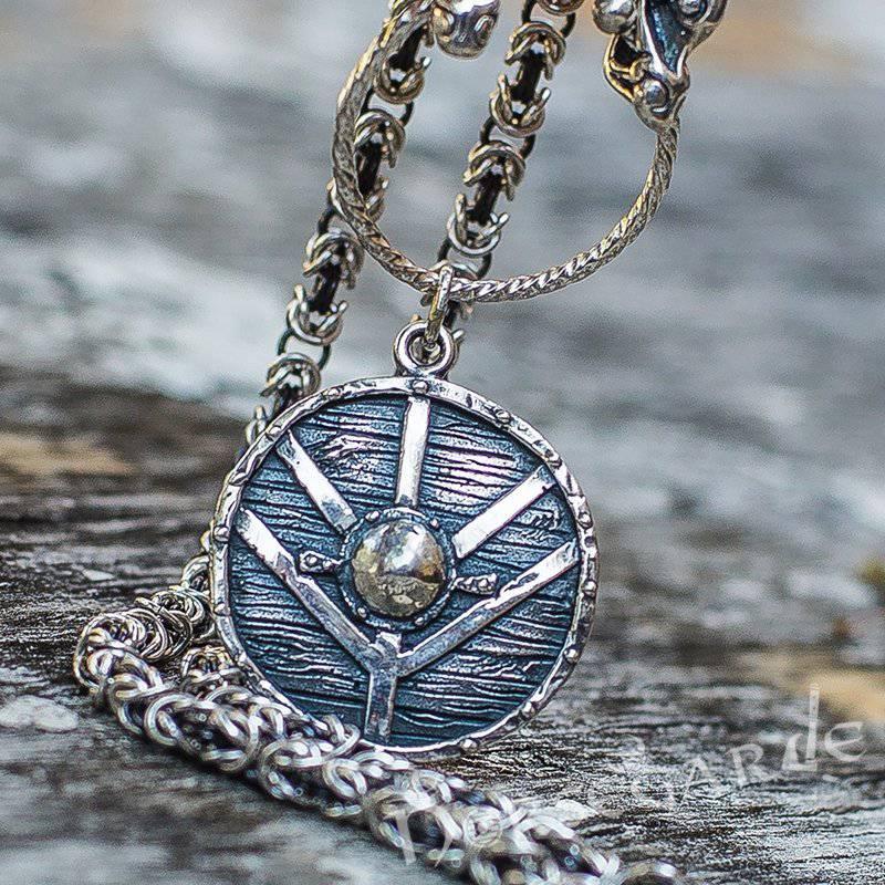 Handcrafted King's Chain with Shield Pendant - Sterling Silver