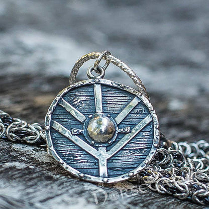 Handcrafted King's Chain with Shield Pendant - Sterling Silver