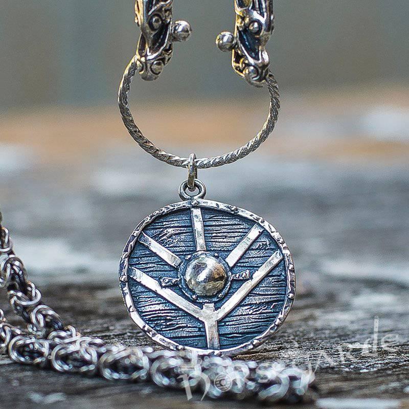 Handcrafted King's Chain with Shield Pendant - Sterling Silver