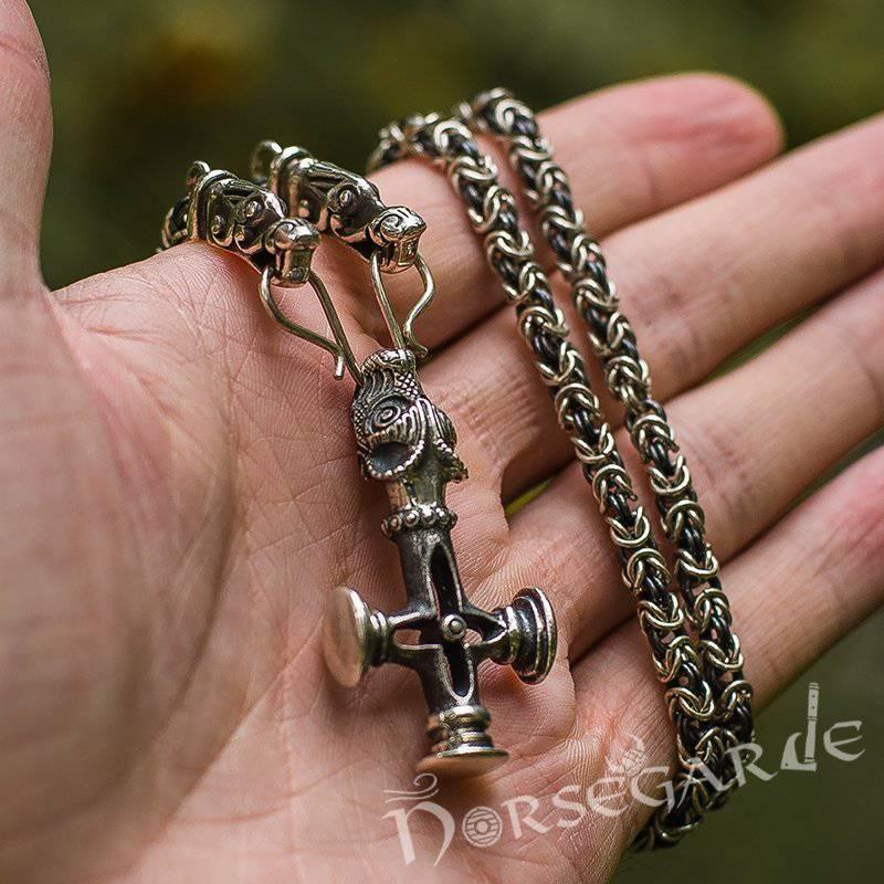 Handcrafted King's Chain with Icelandic Wolf Cross - Sterling Silver
