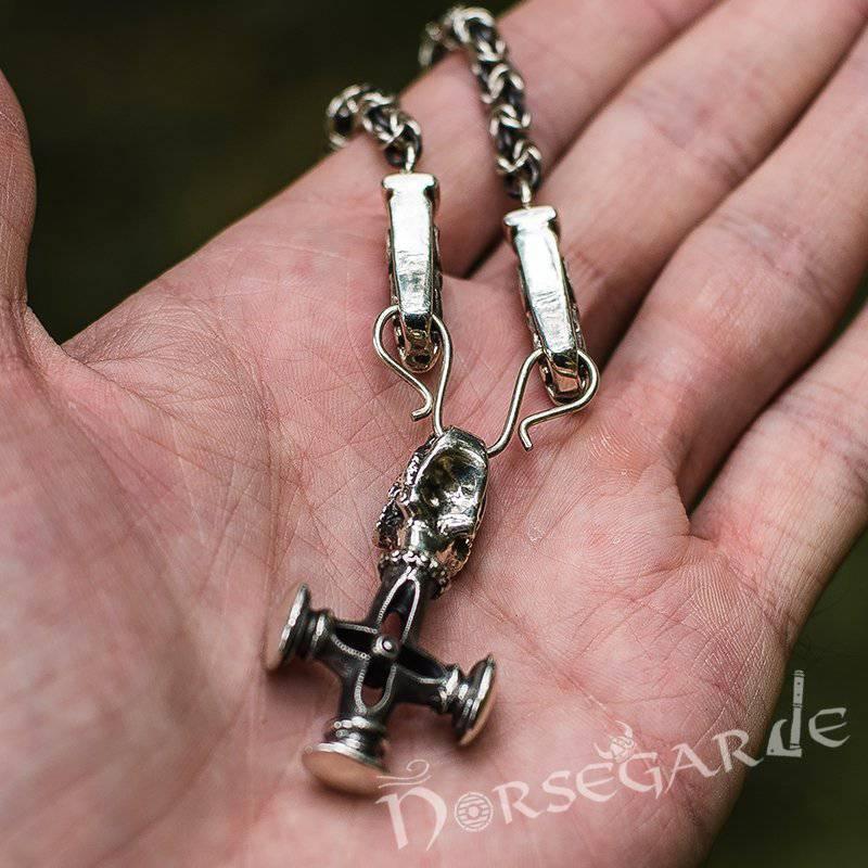 Handcrafted King's Chain with Icelandic Wolf Cross - Sterling Silver