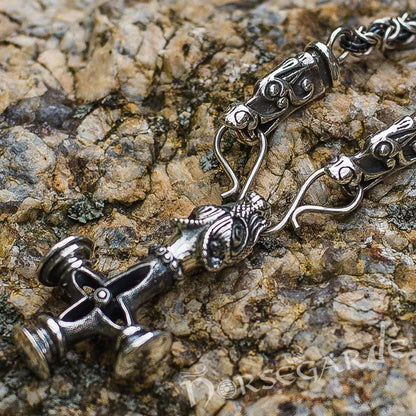 Handcrafted King's Chain with Icelandic Wolf Cross - Sterling Silver