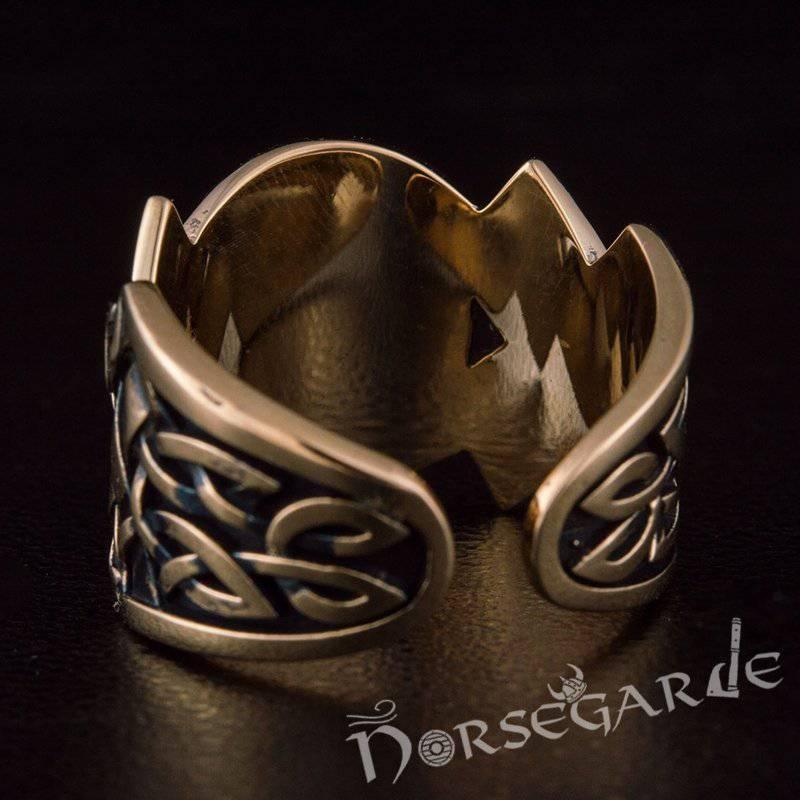 Handcrafted Knot Ornament Valknut Band - Bronze