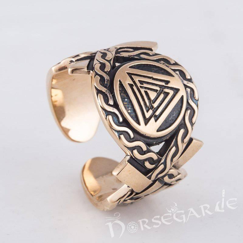 Handcrafted Knot Ornament Valknut Band - Bronze
