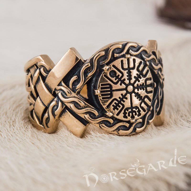 Handcrafted Knot Ornament Vegvisir Band - Bronze