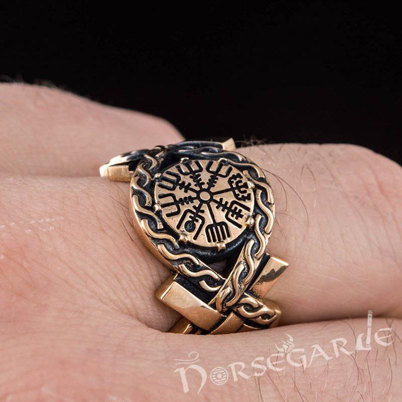 Handcrafted Knot Ornament Vegvisir Band - Bronze