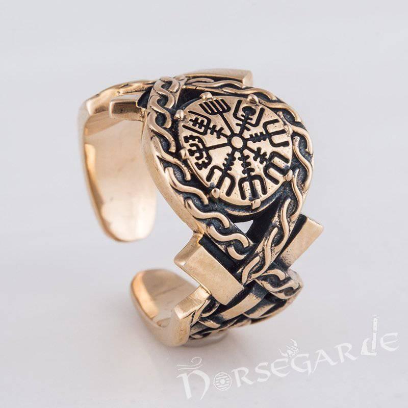 Handcrafted Knot Ornament Vegvisir Band - Bronze