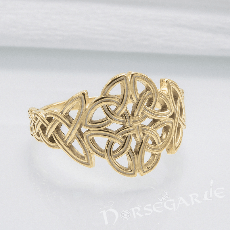 Handcrafted Large Celtic Knot Ring - Gold
